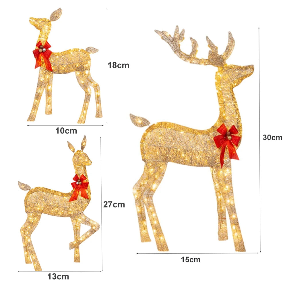 Christmas Elk Deer with Lights Merry Cristmas Decoration for Home Glowing Reindeer Outdoor Yard Ornament 2024 New Year