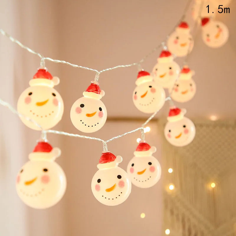 1.5m 10Led Christmas Light String Snowman Santa Cluas Xmas Tree Lamp String Hanging Ornaments Pendants Merry Christmas Decor