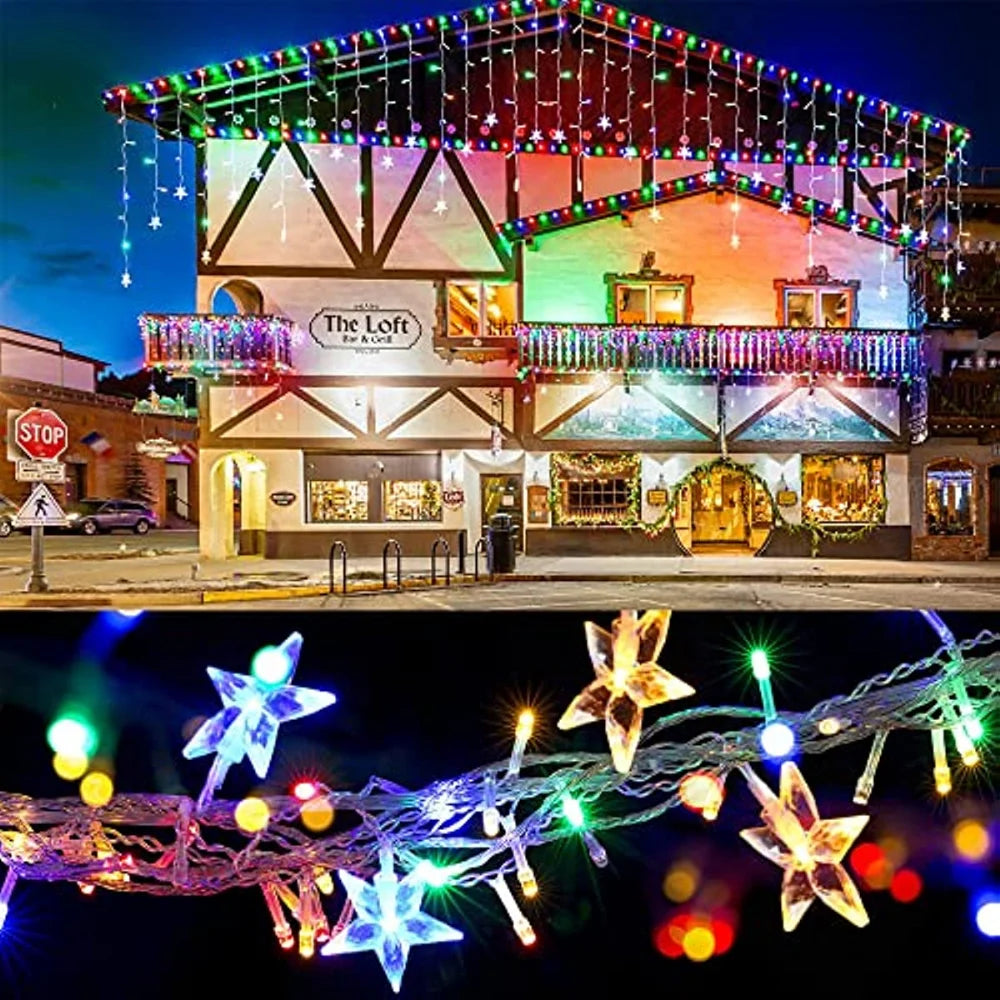 Christmas Decoration Lights Outdoor 20m 864 LED Street Garlands Icicle Lights Outdoor Waterproof Curtain Fairy String Light